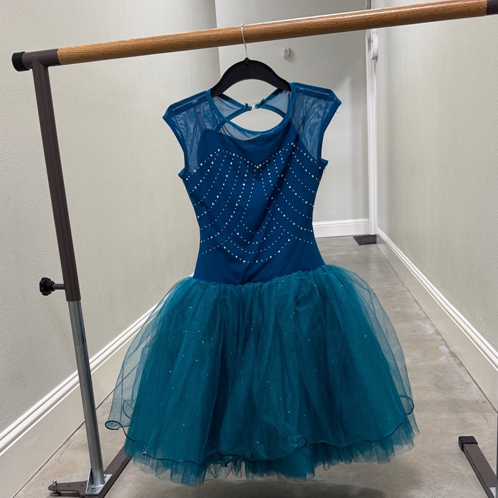 Elegant Teal Kids Dance Costume